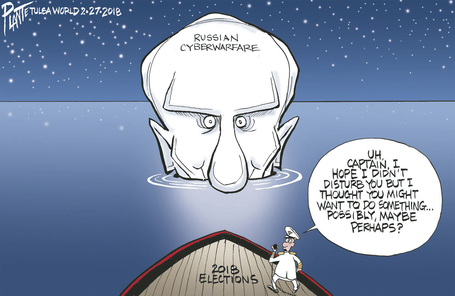 Bruce Plante Cartoon: Russian Cyberwarfare
